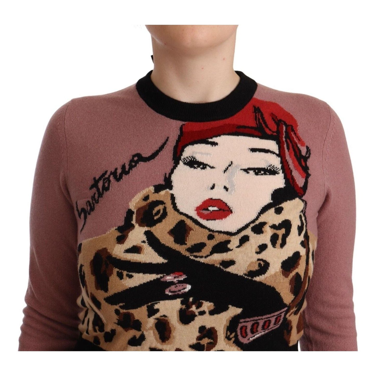 Dolce & Gabbana Pink Cashmere Crewneck Sartoria Pullover Sweater