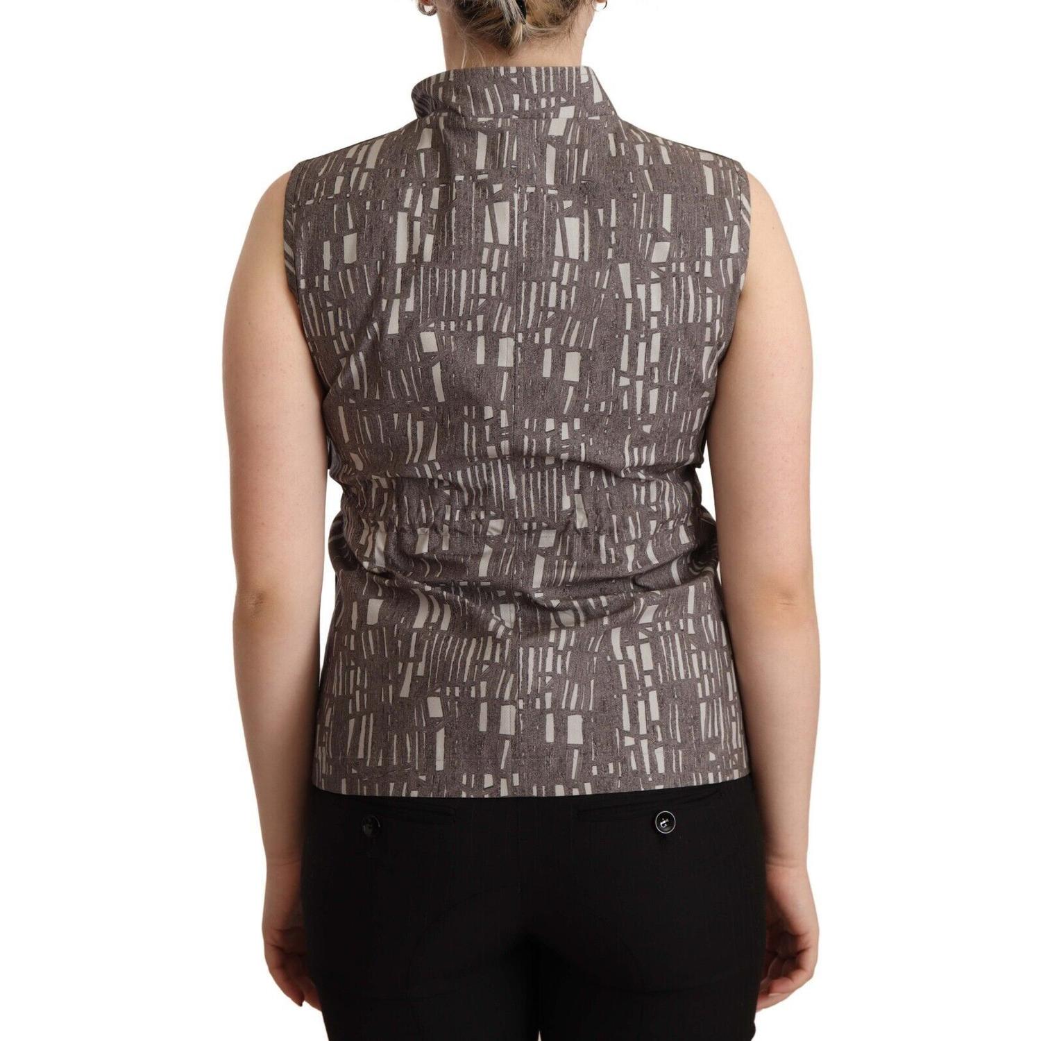 Comeforbreakfast Brown Black Vest Leather Sleeveless Top Blouse