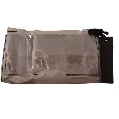 PINKO Black Clear Plastic Transparent Pouch Purse Clutch Bag