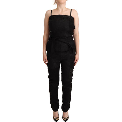 La Maison du Couturier Black Spaghetti Strap Jumpsuit Dress