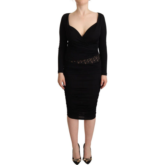 GF Ferre Elegant Black Sheath Dress with Sweetheart Neckline WOMAN DRESSES GF Ferre