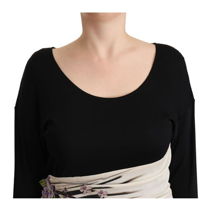 Roberto Cavalli Black Silver Sheath Knee Length Dress