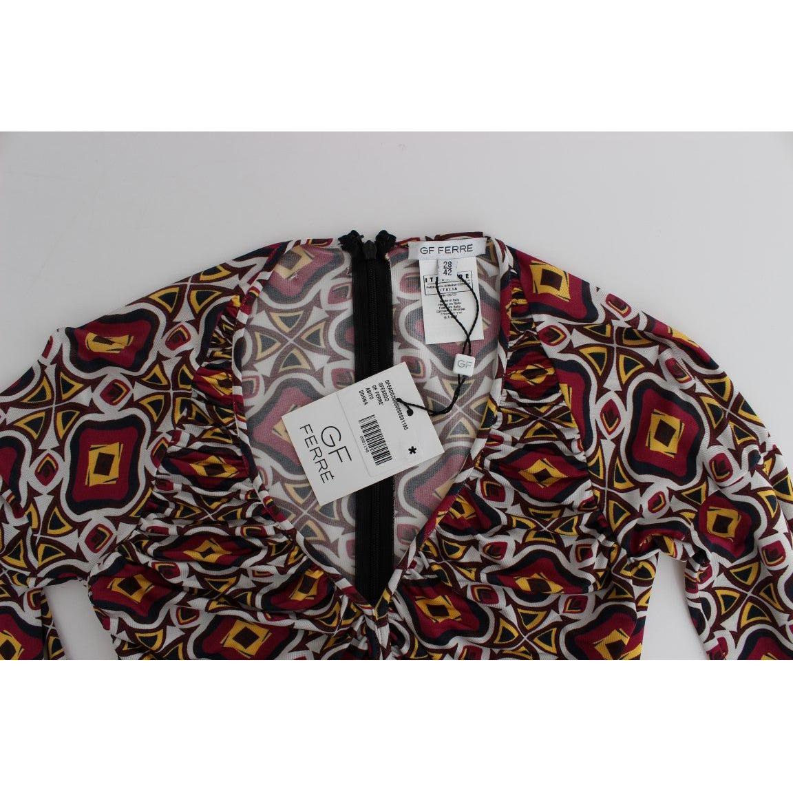 别致多色鸡尾酒 V 领连衣裙