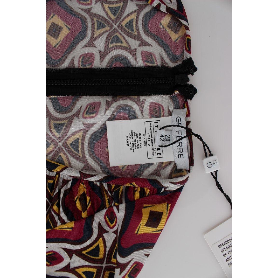 别致多色鸡尾酒 V 领连衣裙