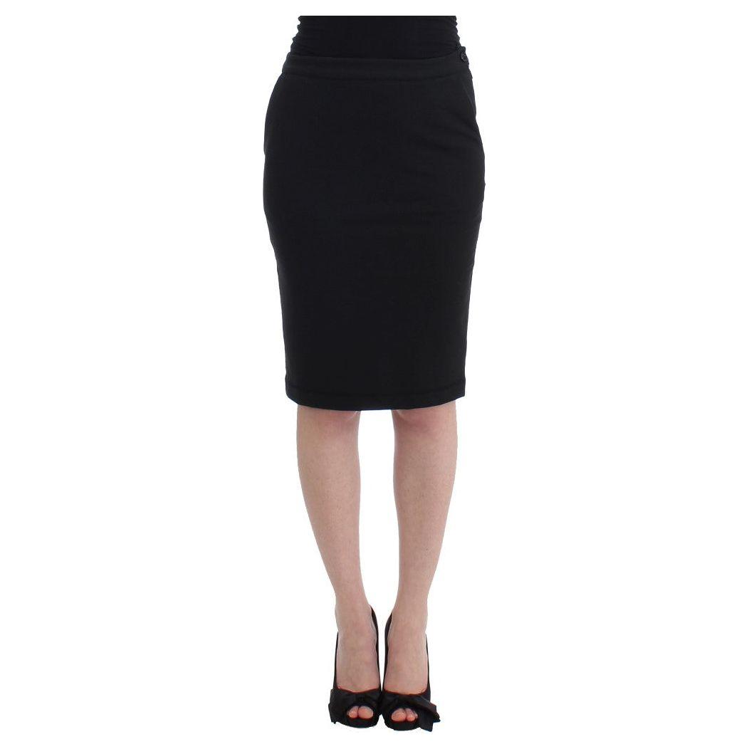 GF Ferre Chic Black Pencil Skirt Knee Length with Side Zip GF Ferre