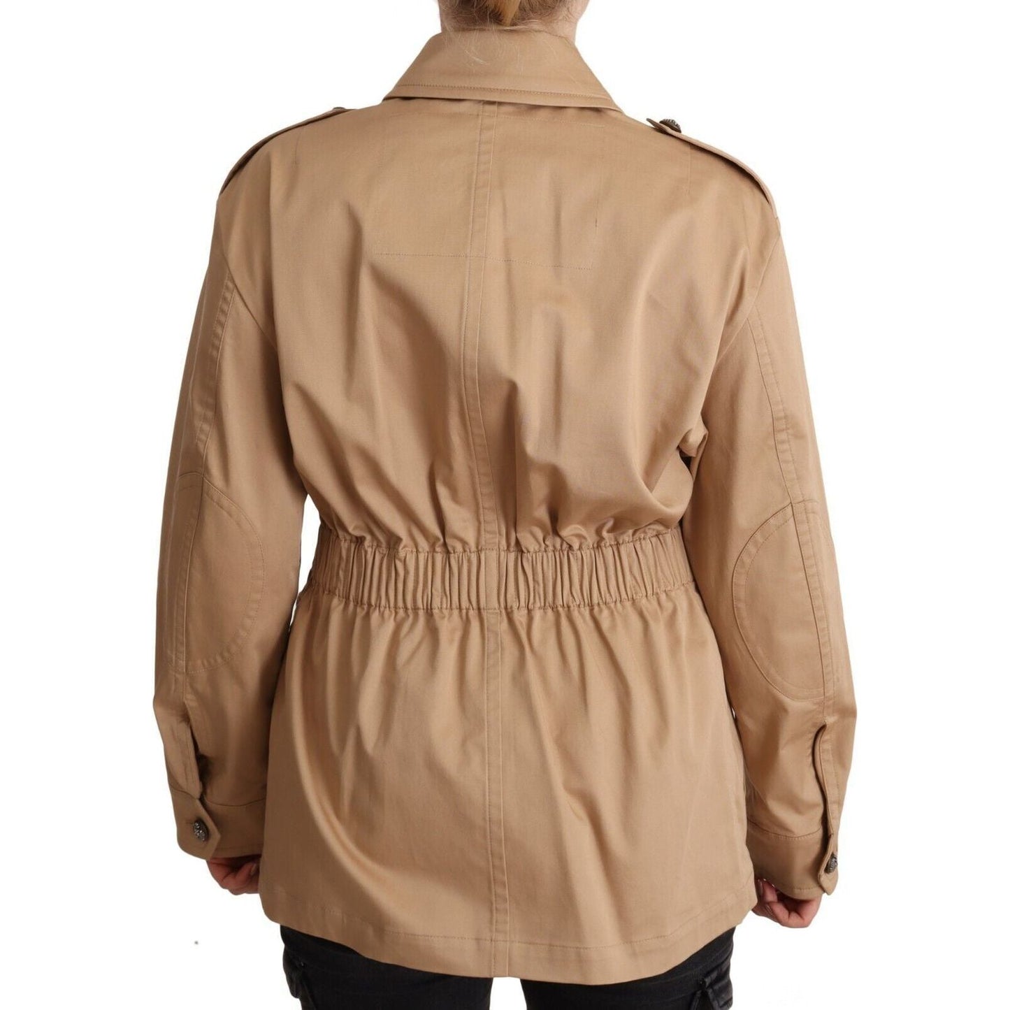 Dolce & Gabbana Chic Beige Button Down Coat with Embellishments WOMAN COATS & JACKETS Dolce & Gabbana