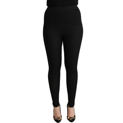 Dolce & Gabbana Black Cashmere Stretch Waist Tights Pants