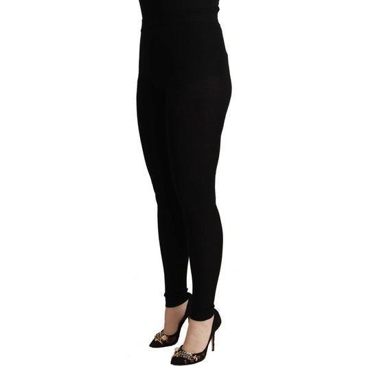 Dolce & Gabbana Black High Waist Cashmere Tights Pants Jeans & Pants Dolce & Gabbana