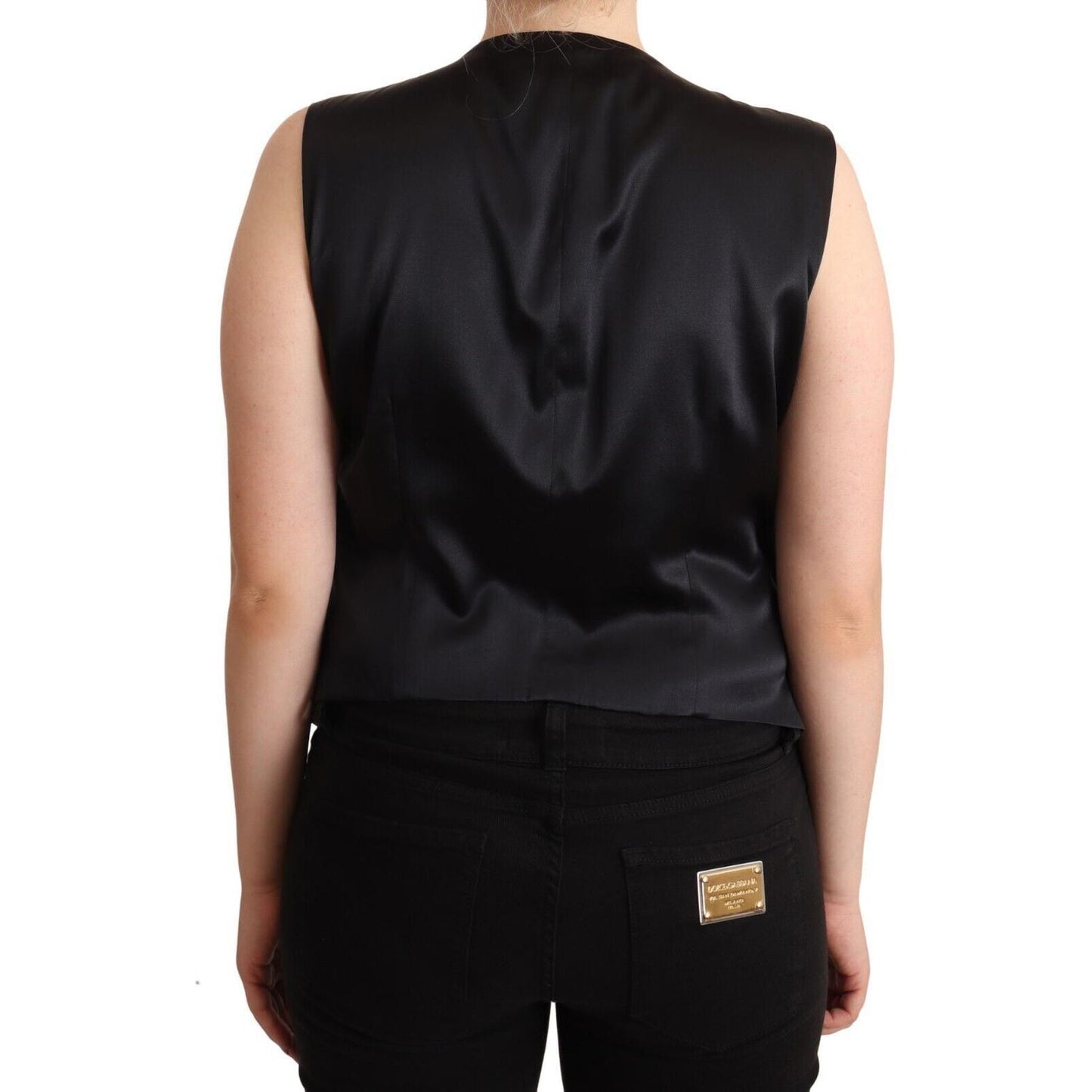 Dolce & Gabbana Black Button Down Sleeveless Vest Waiscoat Top Dolce & Gabbana