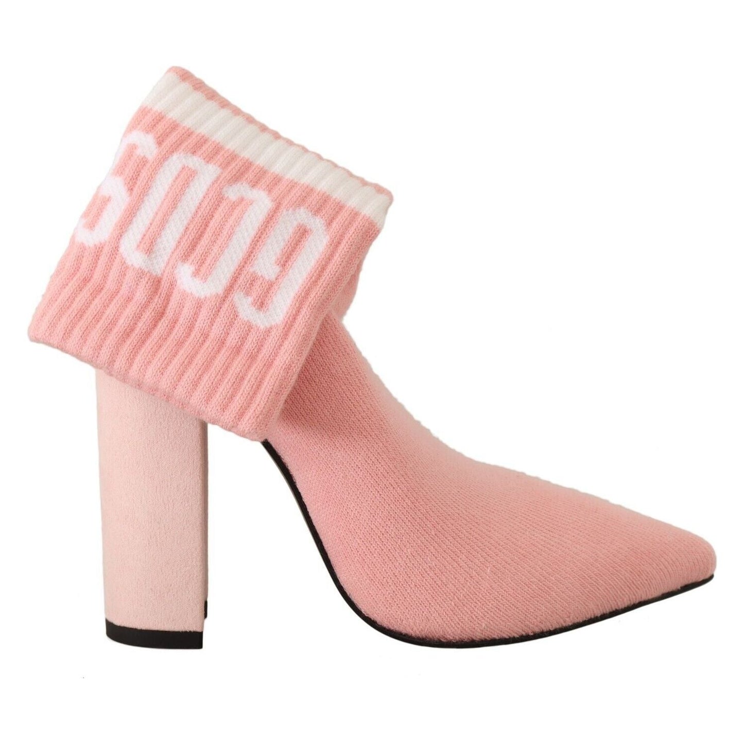 GCDS Chic Pink Suede Ankle Boots with Logo Socks GCDS