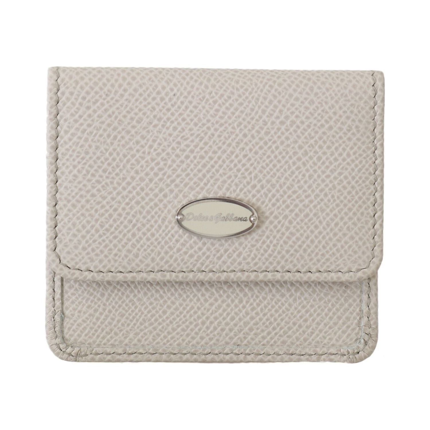 Dolce & Gabbana White Dauphine Leather Holder Pocket Wallet Condom Case