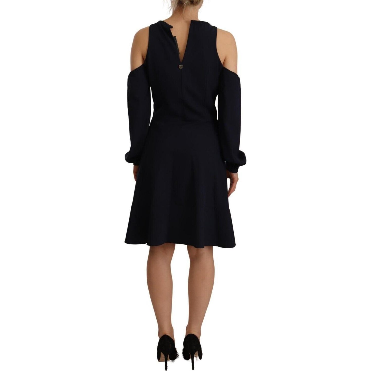 Twinset Black Long Sleeves Open Shoulder A-line Dress Twinset