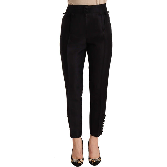 Dsquared² Black Button Embellished Cropped High Waist Pants Dsquared²