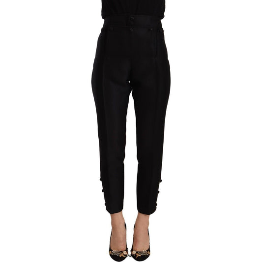 Dsquared² Black Wool High Waist Skinny Women Pants Dsquared²