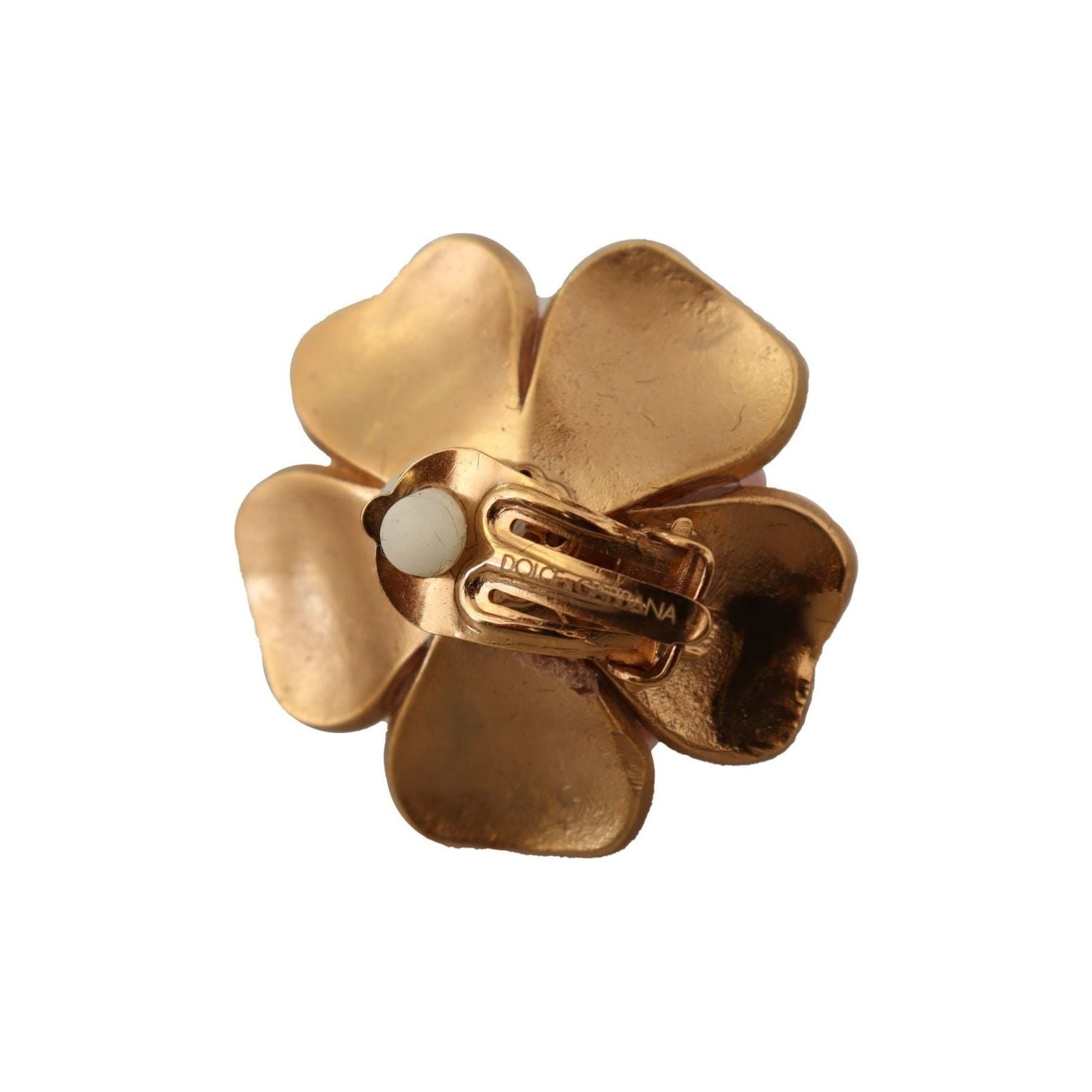 优雅花朵水晶珍珠夹式耳环