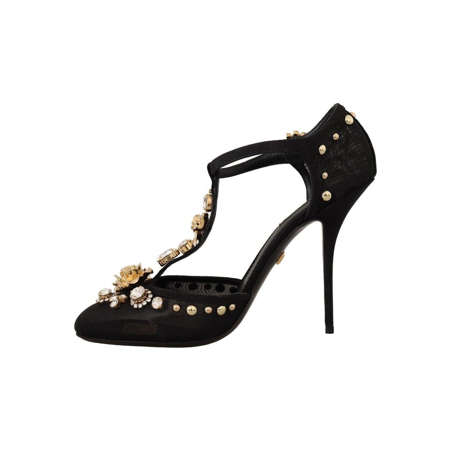 Dolce & Gabbana Elegant Crystal-Embellished Mesh T-Strap Pumps Dolce & Gabbana