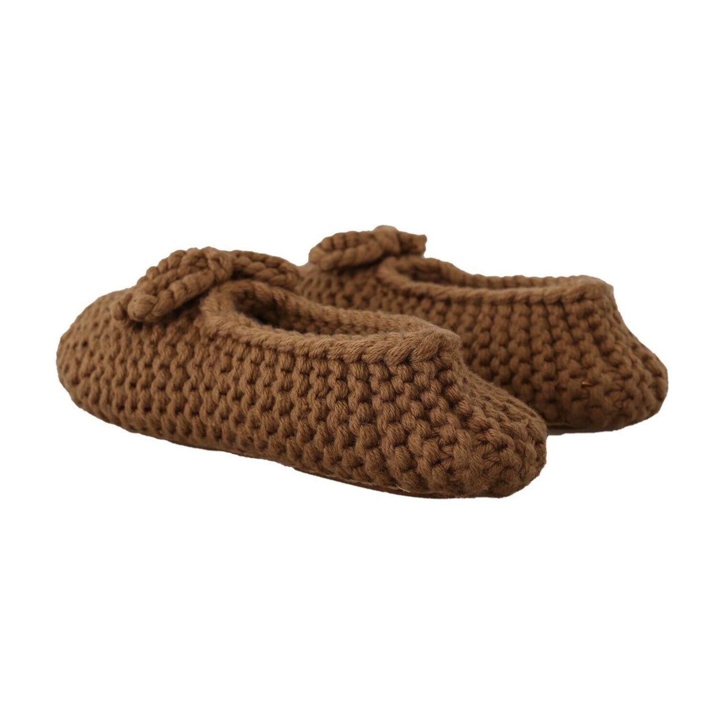 Dolce & Gabbana Elegant Wool Knit Ballerina Flats in Brown Dolce & Gabbana