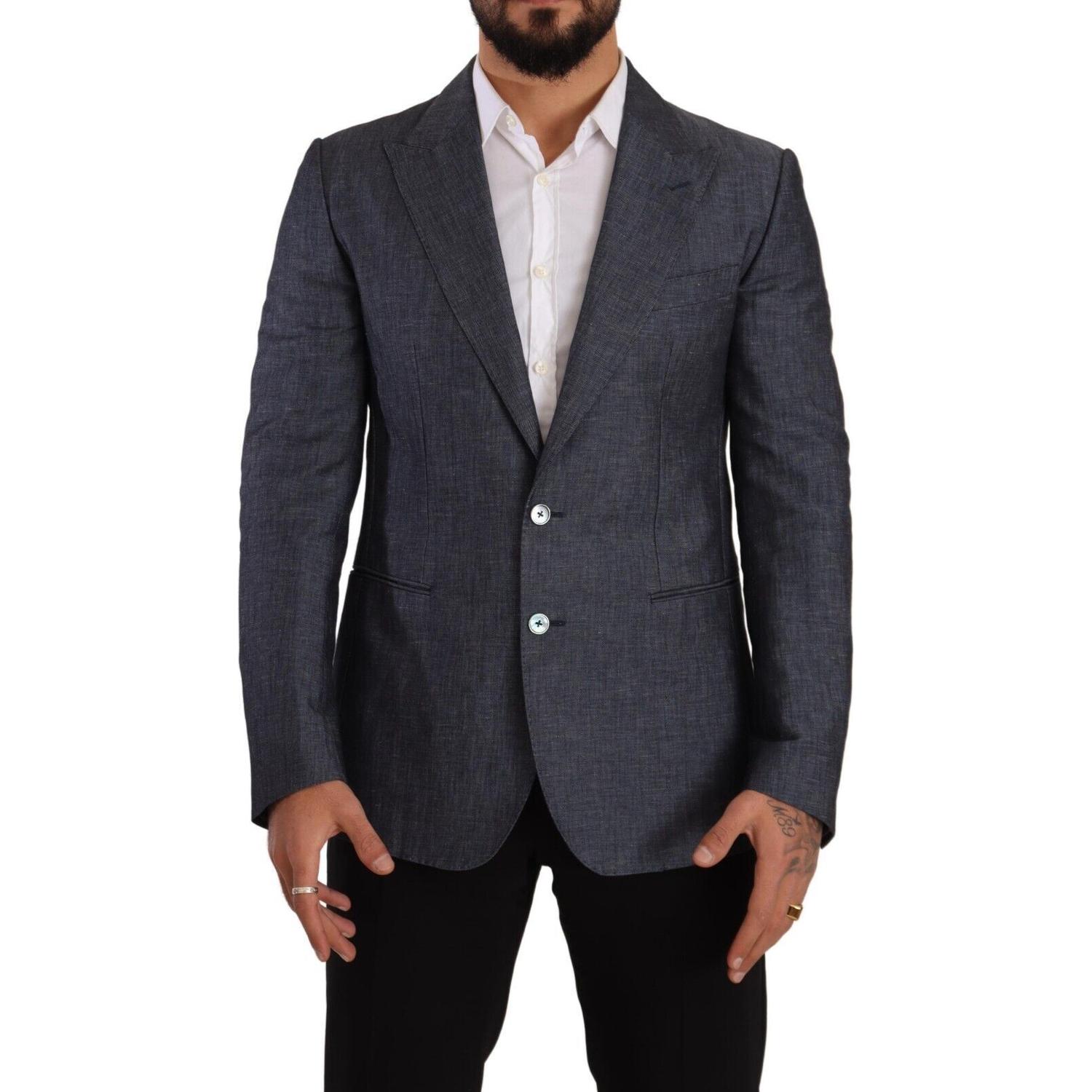 Dolce & Gabbana Blue Linen Cotton Jacket TAORMINA Blazer
