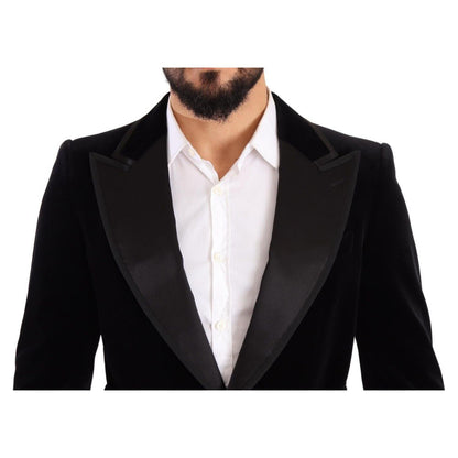 Dolce & Gabbana Black Velvet Single Breasted One Button Blazer