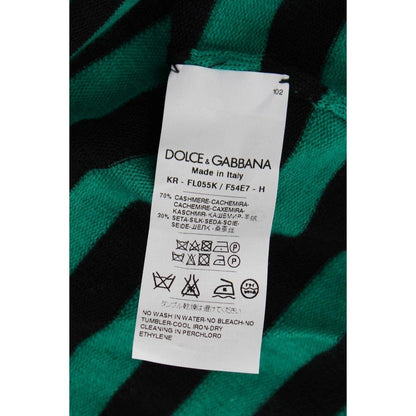Dolce & Gabbana Green Black Silk Cashmere Sweater