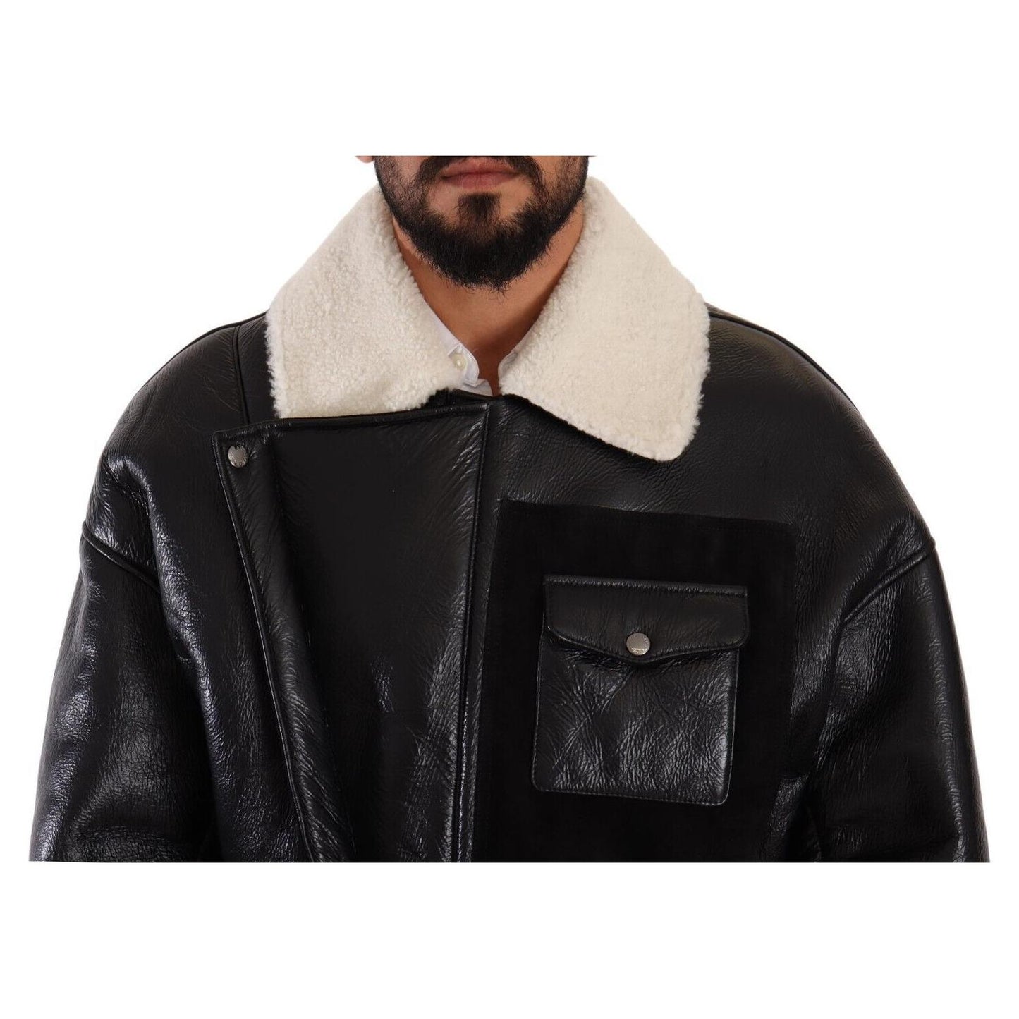 Dolce & Gabbana Elegant Shearling Biker Jacket Dolce & Gabbana