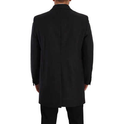 Dolce & Gabbana Dark Gray Wool Over Trench Coat Men Jacket