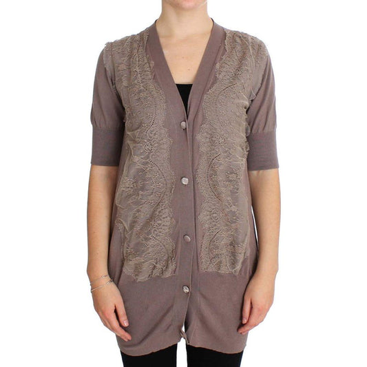 PINK MEMORIES Purple Lace Cotton Cardigan Sweater PINK MEMORIES