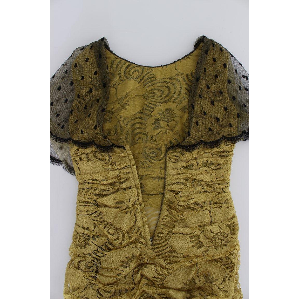 Dolce & Gabbana Yellow Floral Lace Sheath Dress Dolce & Gabbana