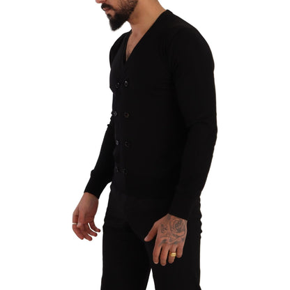 Dolce & Gabbana Black Cashmere Button Down Cardigan Sweater Dolce & Gabbana