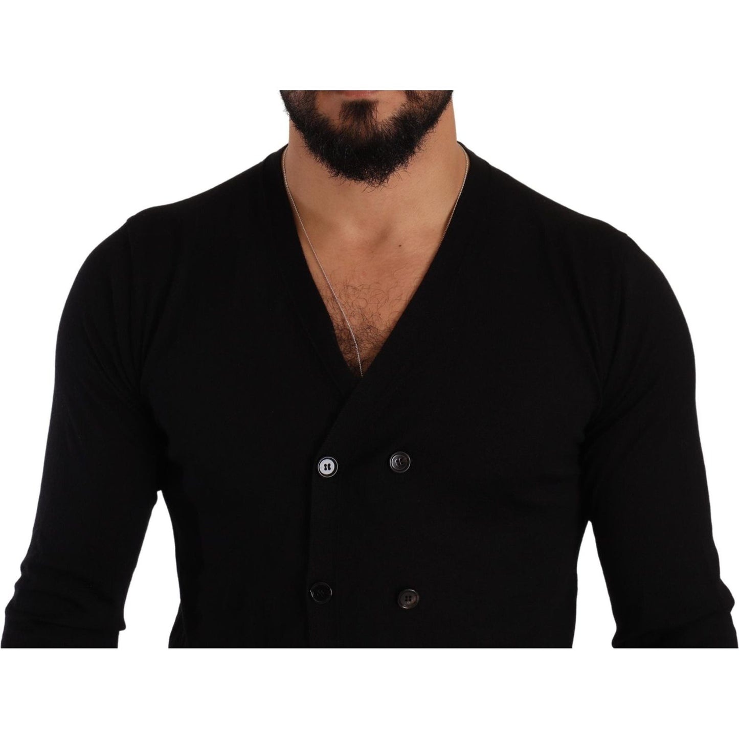 Dolce & Gabbana Elegant V-Neck Black Cashmere Cardigan Dolce & Gabbana