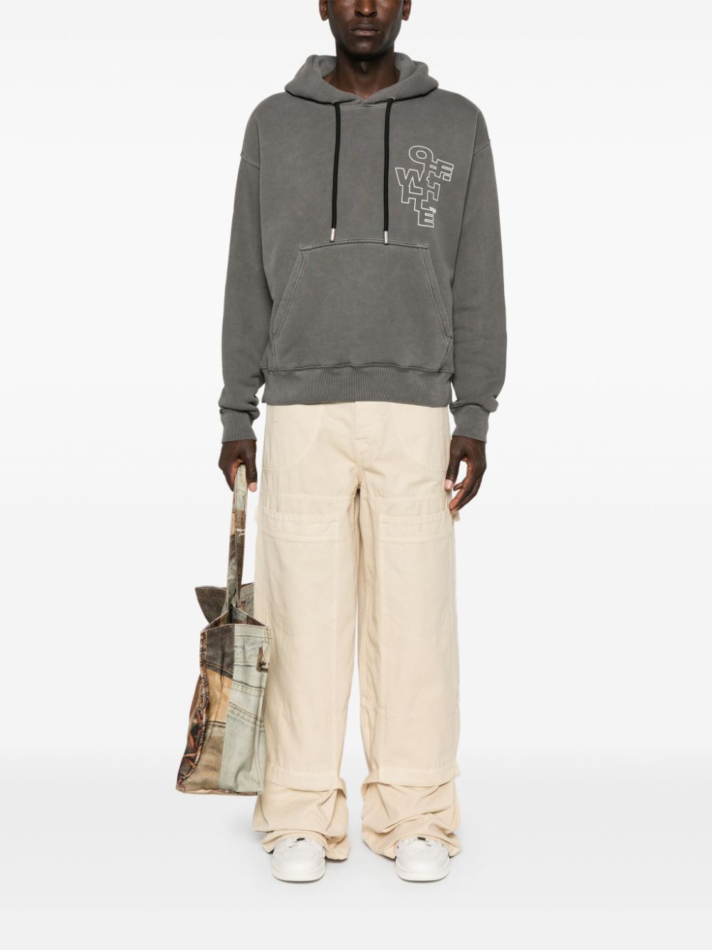 Off-White men cotton Sweaters Grey Topwear Off White