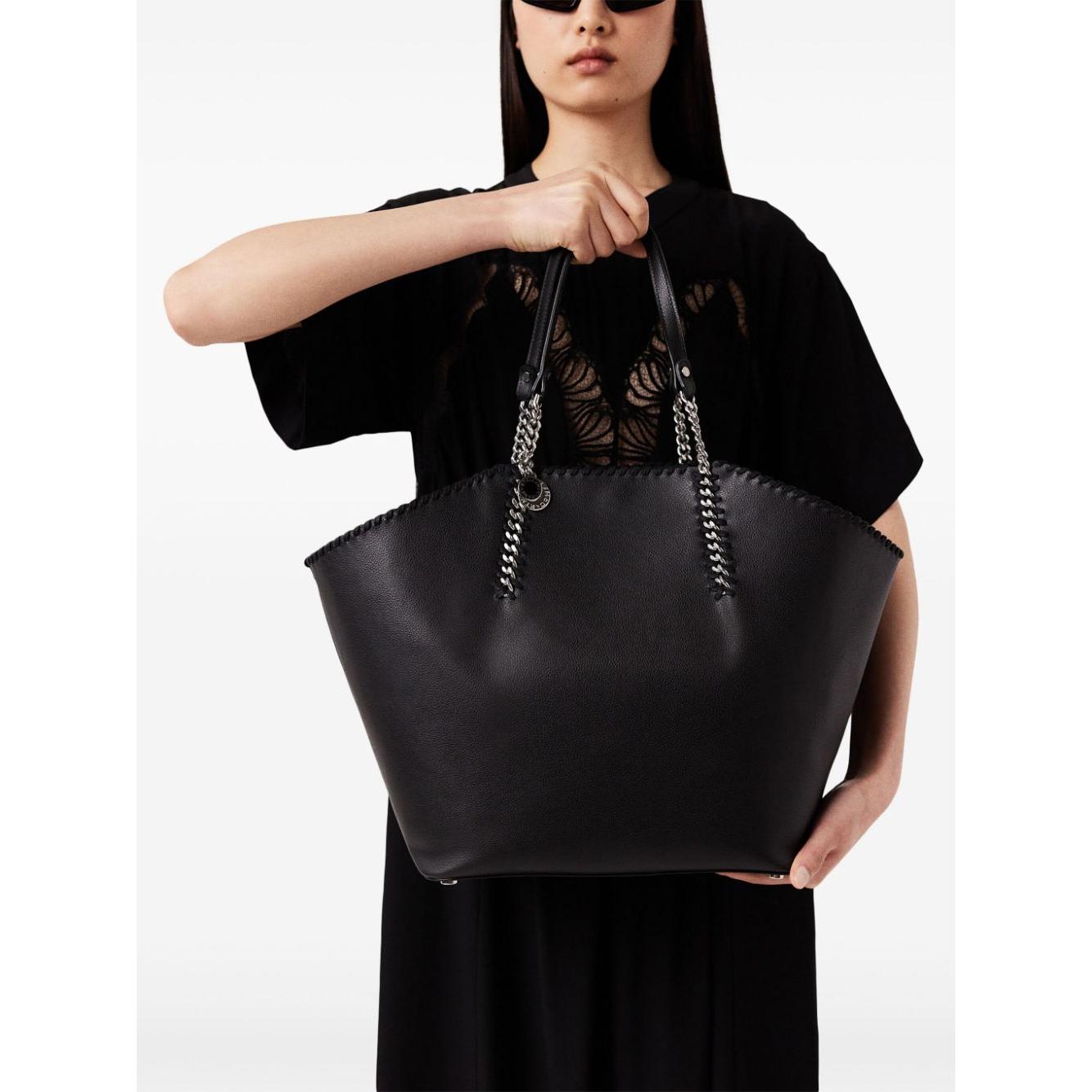 Stella McCartney black artificial leather grained texture Tote Bag Shopper Stella McCartney