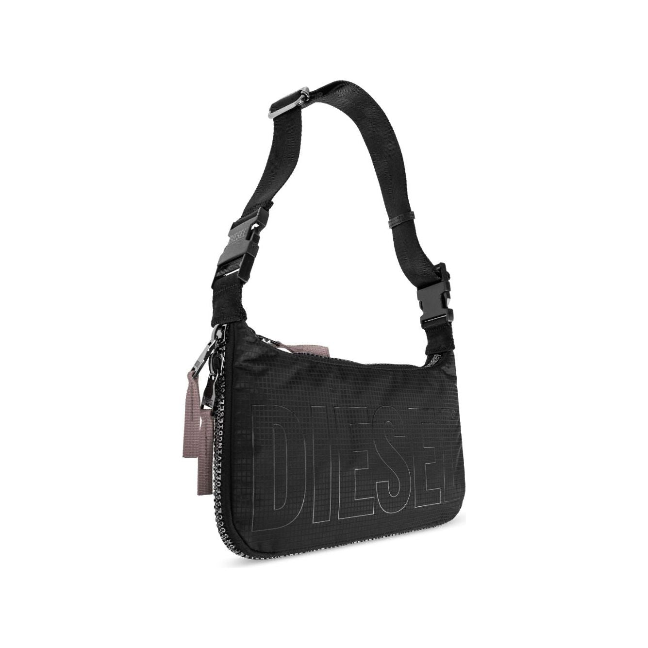 Diesel black grid pattern logo print Handbag Shoulder Diesel