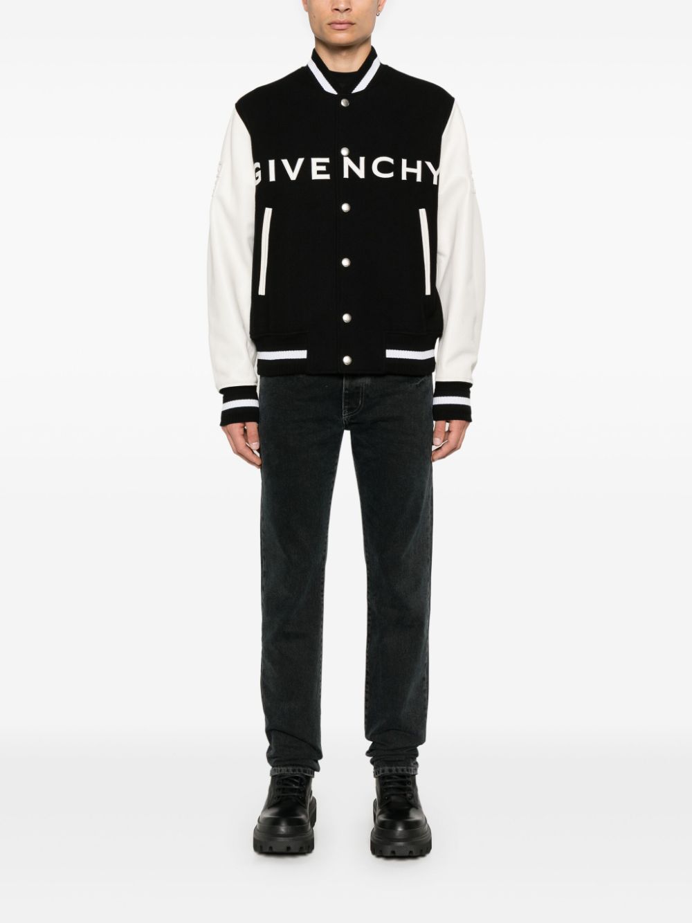 Givenchy varsity jacket logo print Black & White