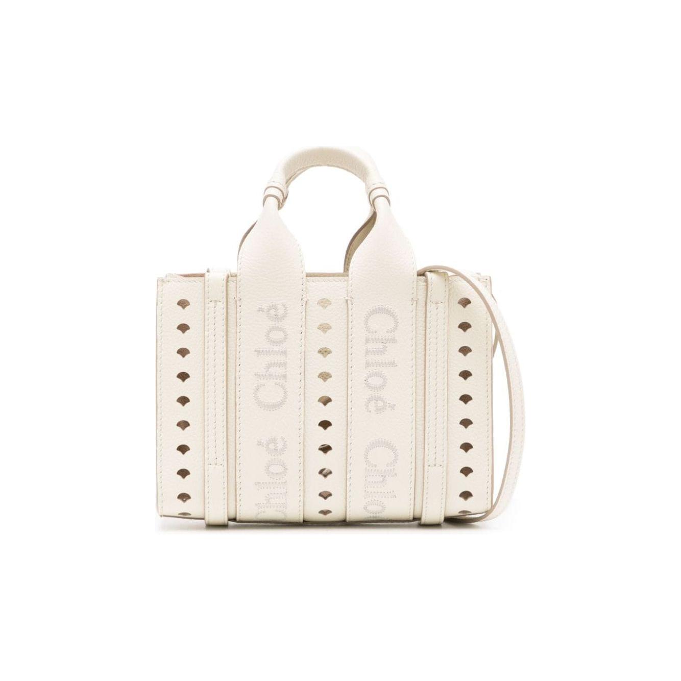 Chloè Ivory Leather Perforated Tote Bag Shopper Chloè