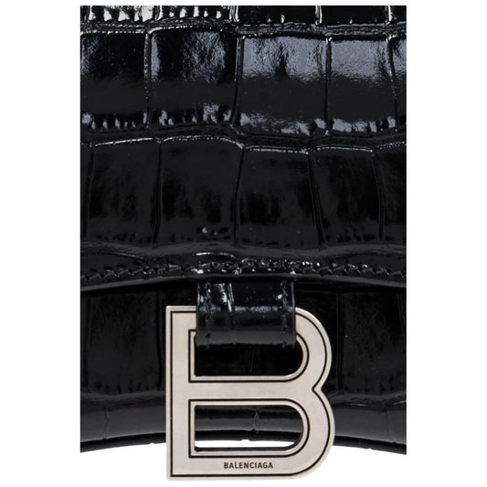 Balenciaga black calf leather patent crocodile effect Bag Handbag Balenciaga