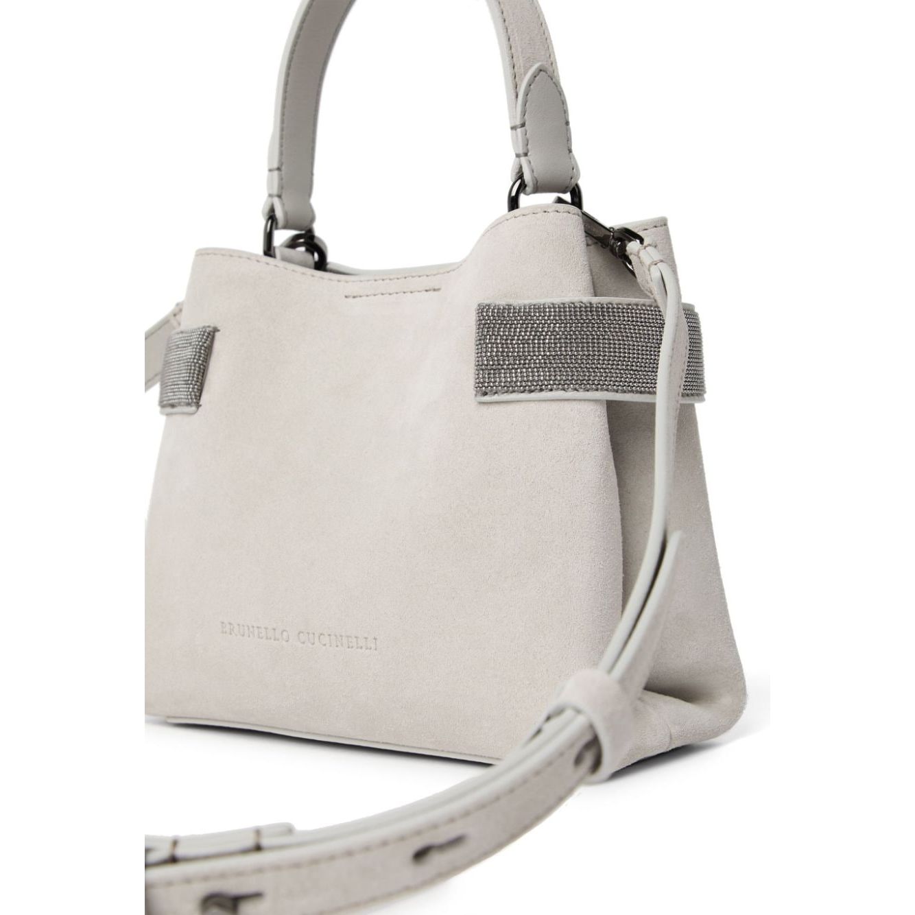 Brunello Cucinelli suede Bag Light Grey Handbag Brunello Cucinelli