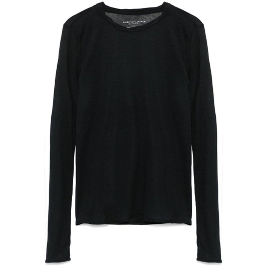 Majestic Sweaters Black Topwear Majestic