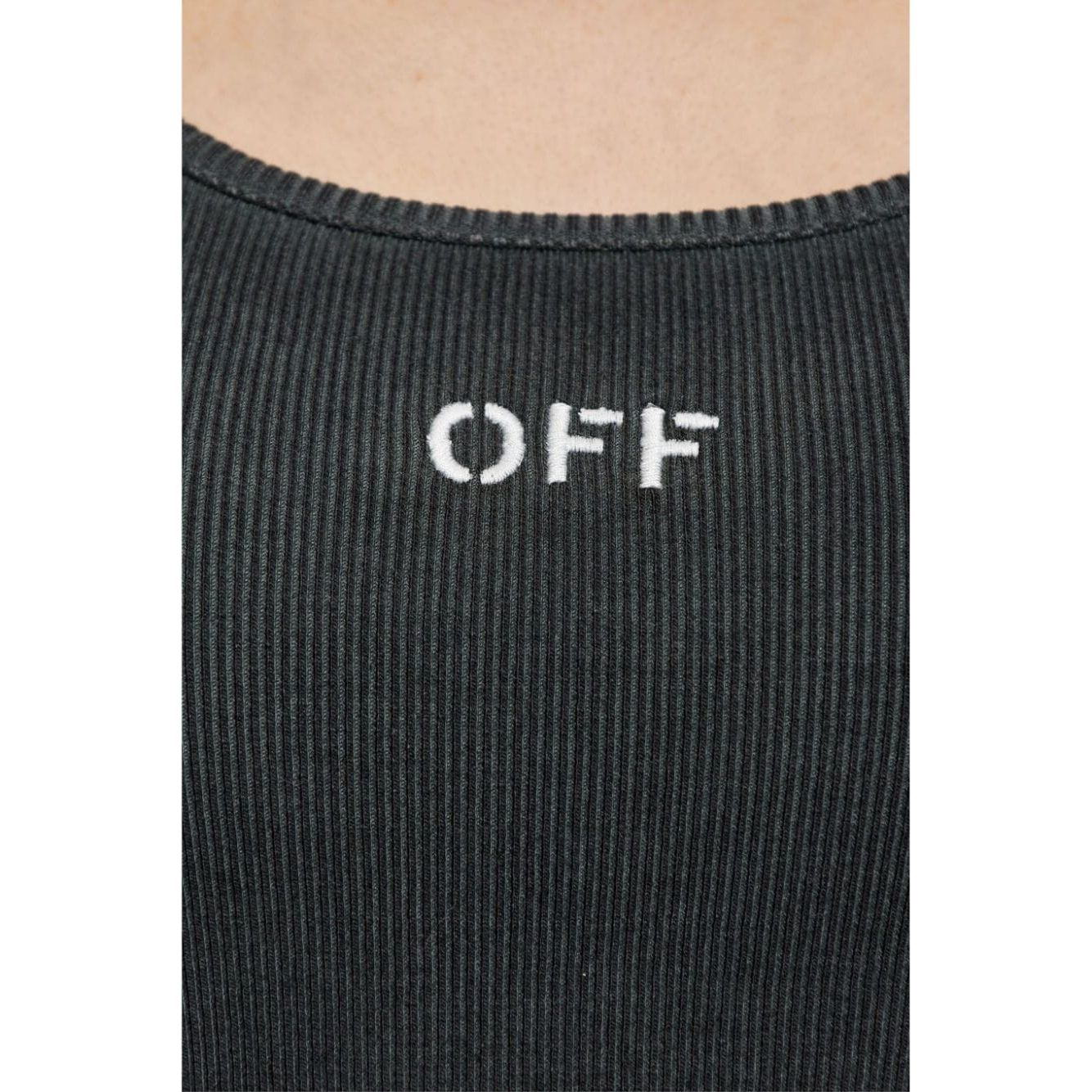 Off-White women ribbed cotton Top Grey Topwear Off White