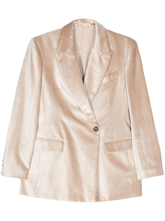 Brunello Cucinelli cotton blend velvet signature Jackets Beige Jackets Brunello Cucinelli