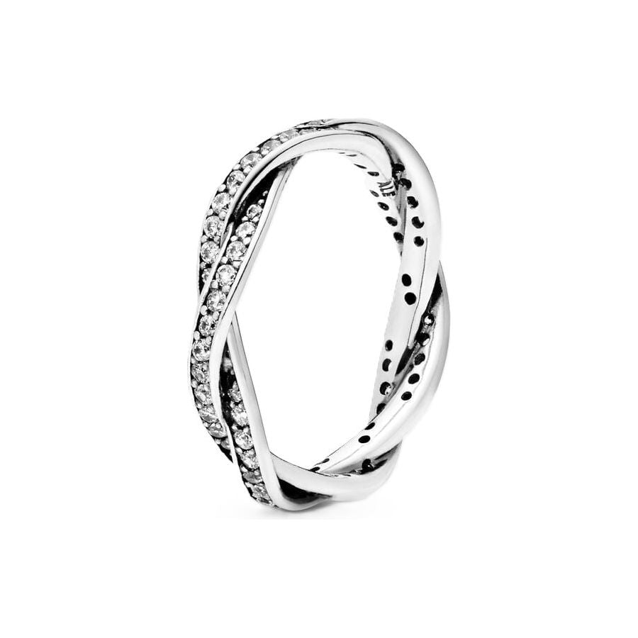 PANDORA JEWELS Mod. SPARKLING TWISTED LINES - RING - Size 58 DESIGNER FASHION JEWELLERY PANDORA