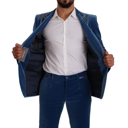 Dolce & Gabbana Blue SICILIA Velvet Slim Fit 2 Piece Suit