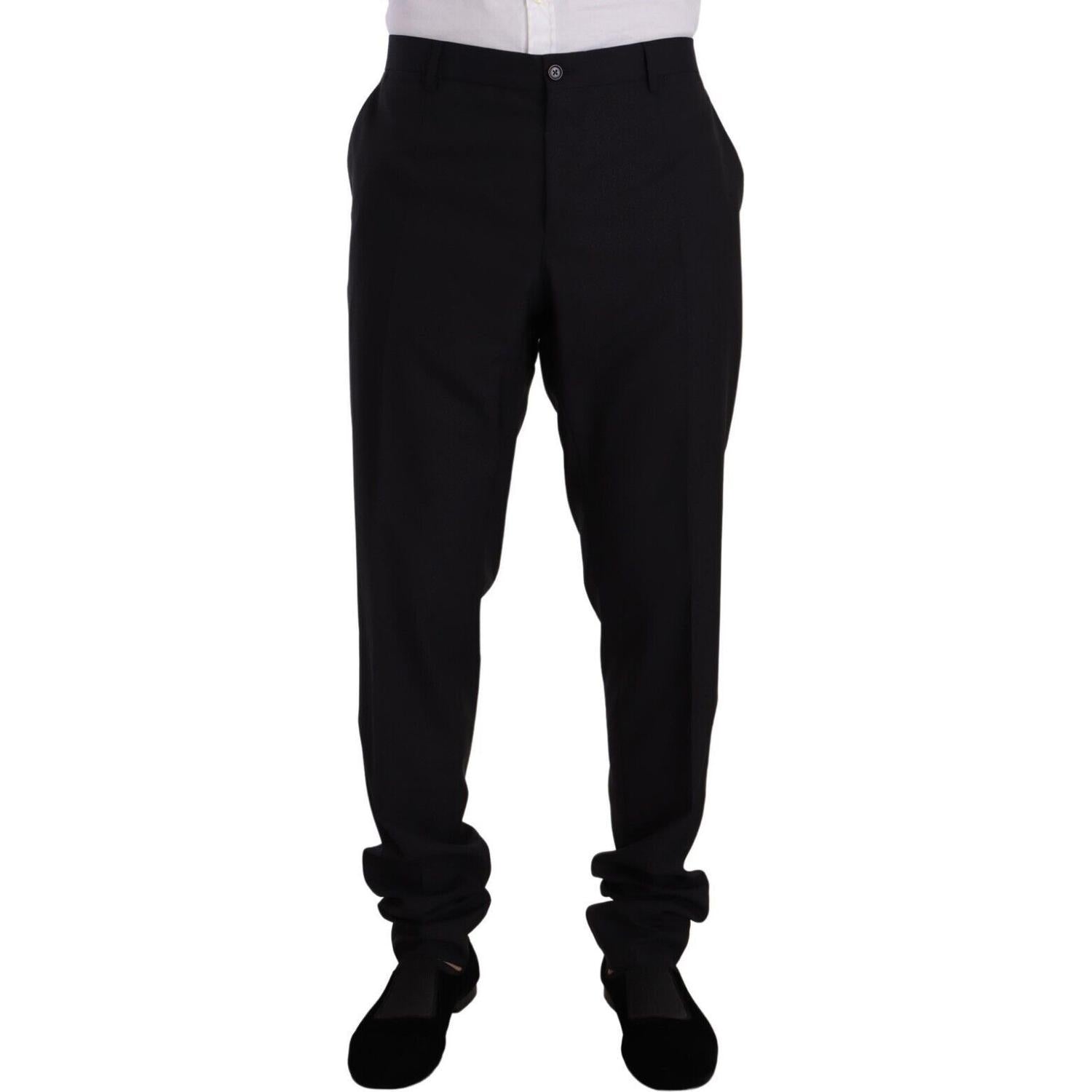 优雅海军蓝修身羊毛丝绸两件套西装