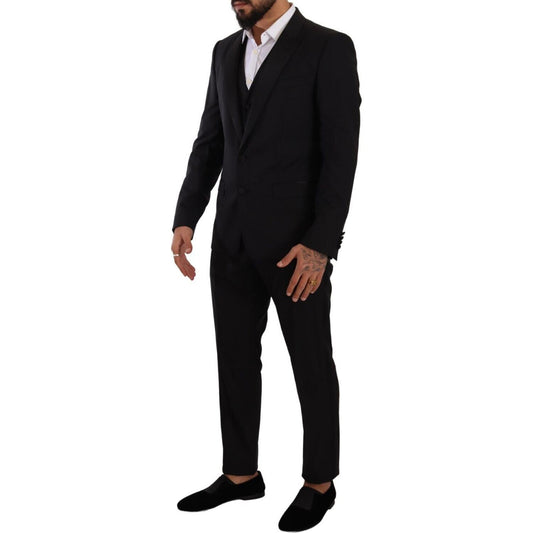 Dolce & Gabbana Elegant Black Three-Piece Martini Fit Suit Dolce & Gabbana