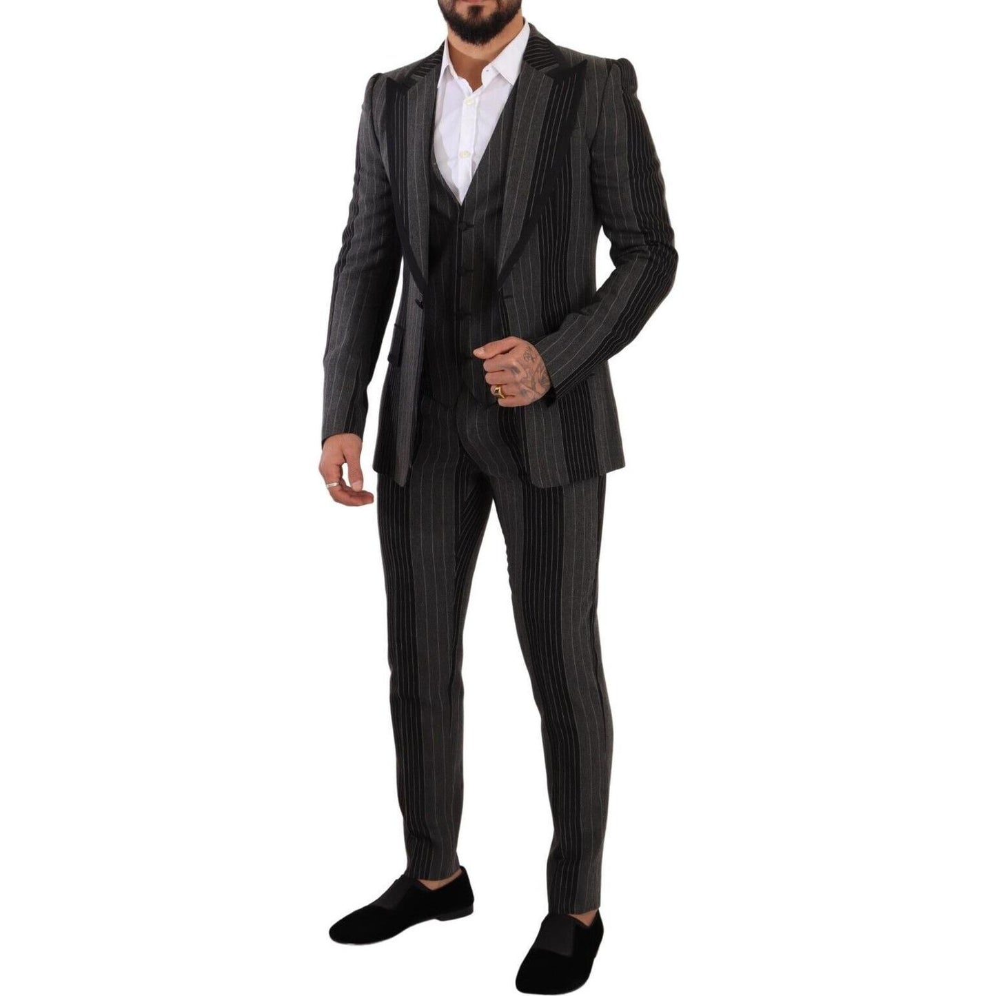 Dolce & Gabbana Elegant Striped Three-Piece Suit Dolce & Gabbana