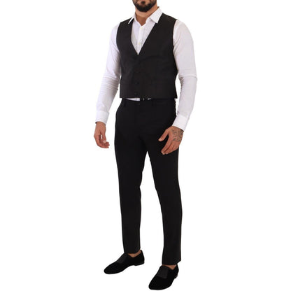 Dolce & Gabbana Gray Silk Slim Fit Waistcoat Formal Vest