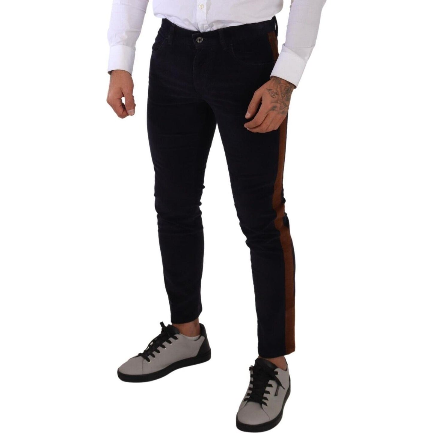 Dolce & Gabbana Blue Cotton Stretch Skinny Corduroy Jeans