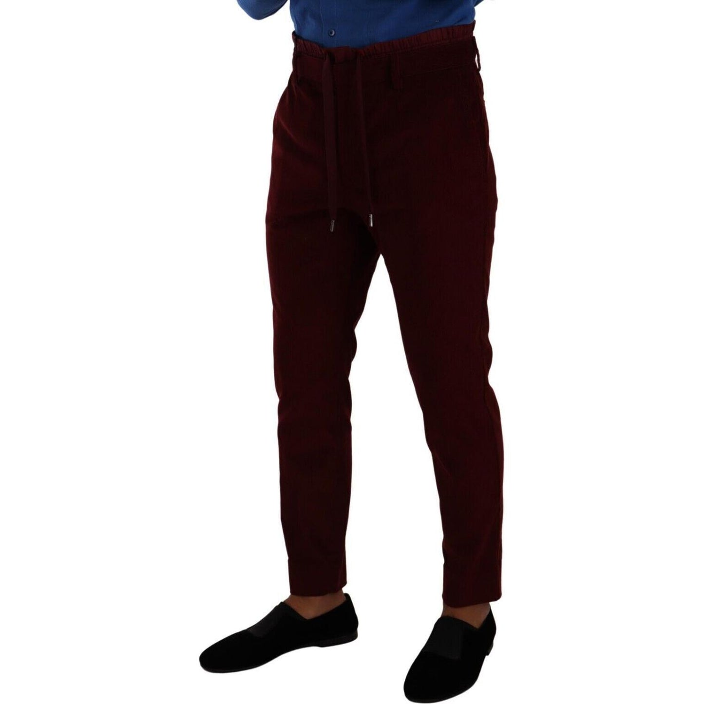 Dolce & Gabbana Elegant Bordeaux Velvet Dress Trousers Dolce & Gabbana