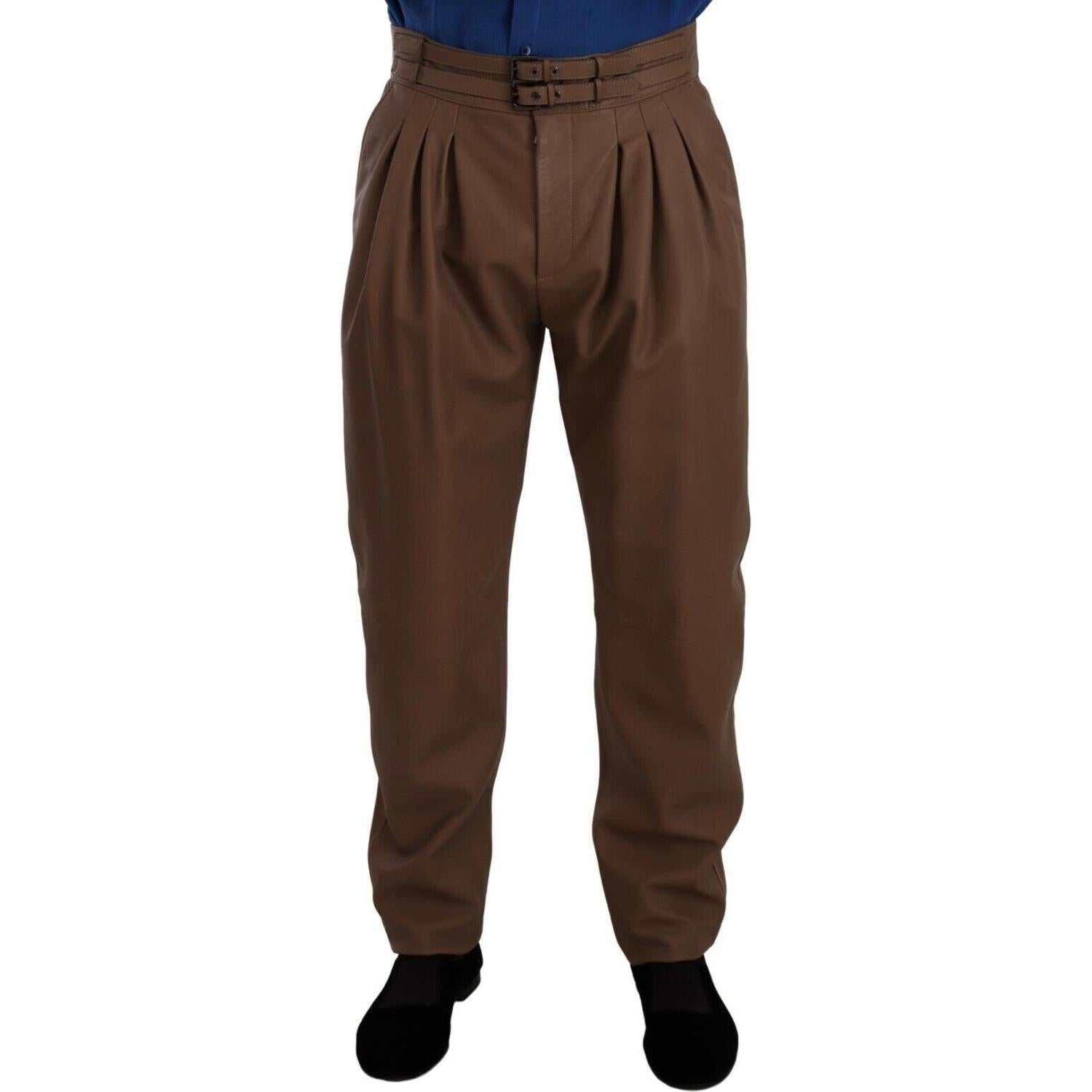 优雅锥形高腰皮裤