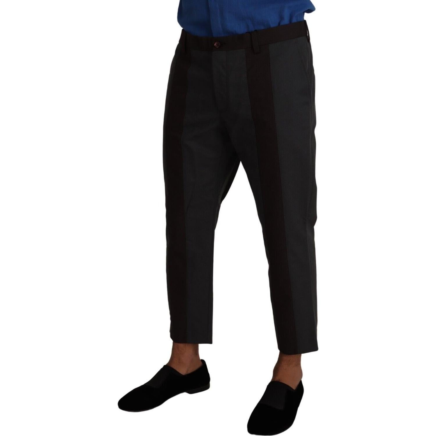 灰色和波尔多色调的优雅七分裤